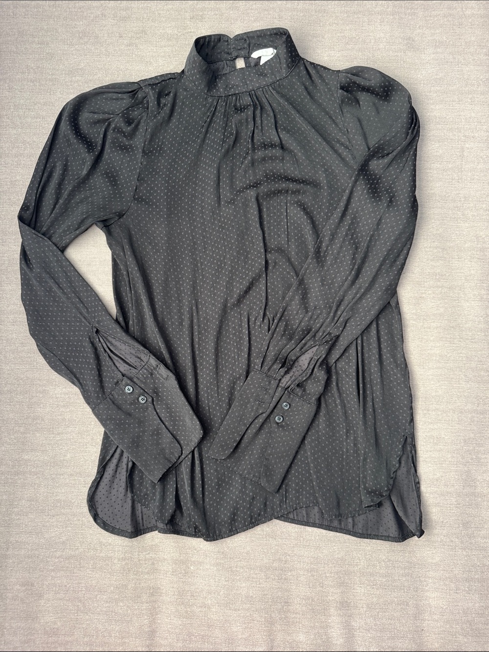 H&M Black Long-Sleeve High-Neck Dress Shirt